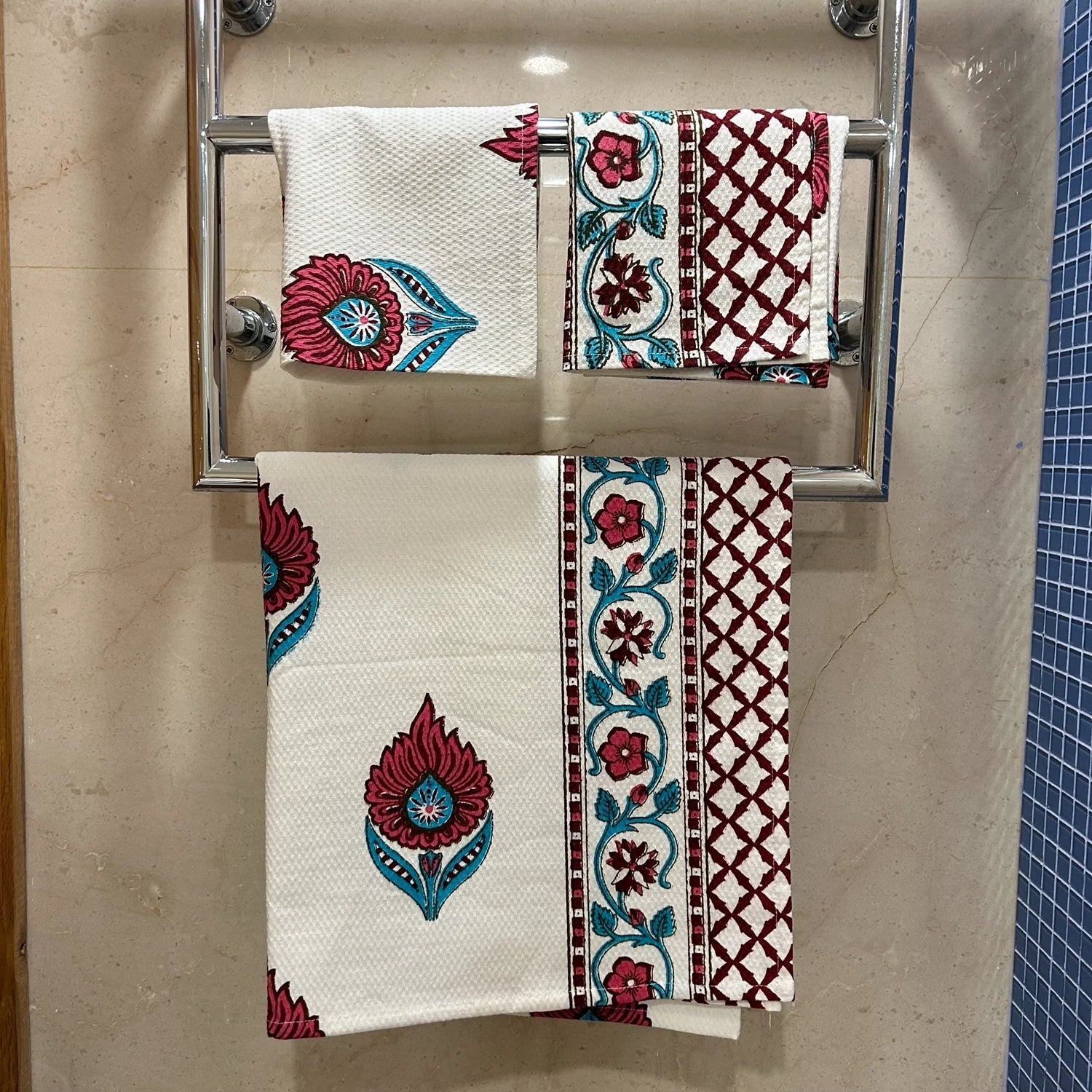 Hand & Bath Towel Set | Pure Cotton | Set of 3 | 300 GSM | Super-Soft, Absorbent & Odor Resistant - Afiya